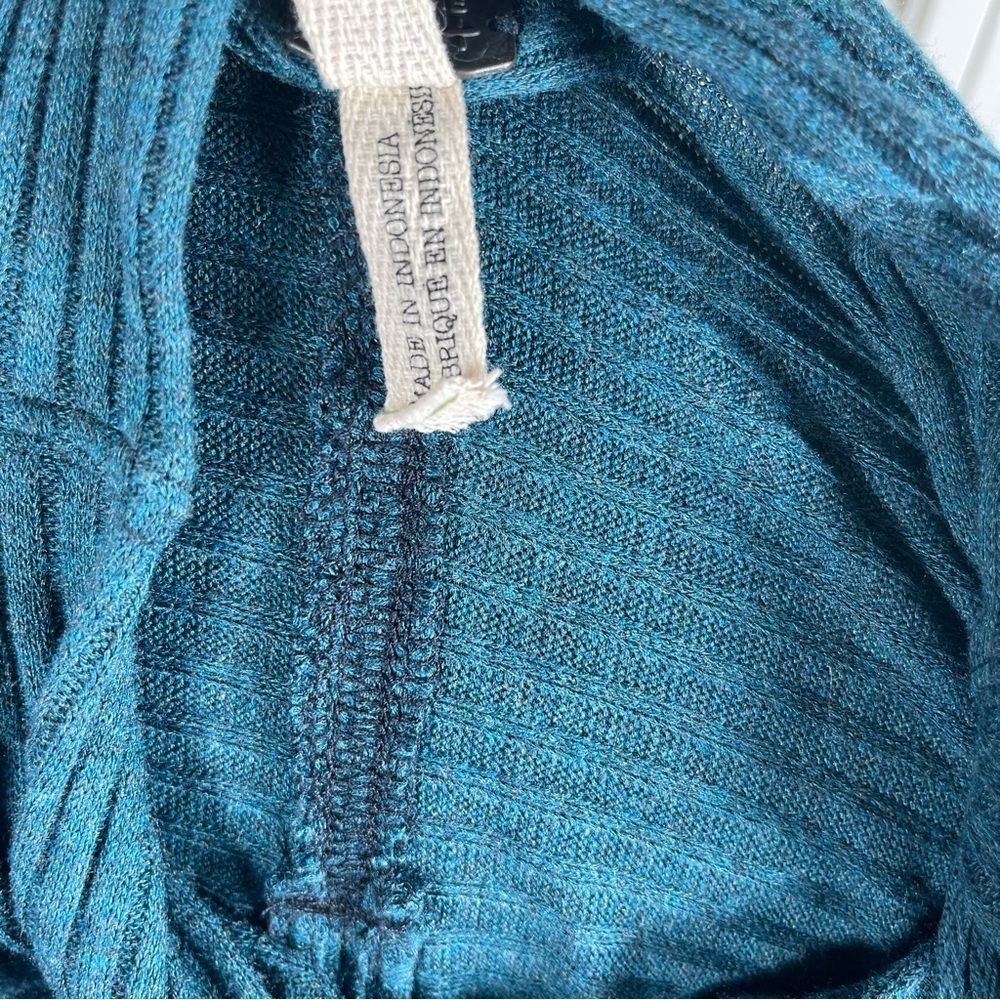 💙 Free People “We The Free” Ribbed Cowl Neck Top – Teal Heather - Picture 10 of 12